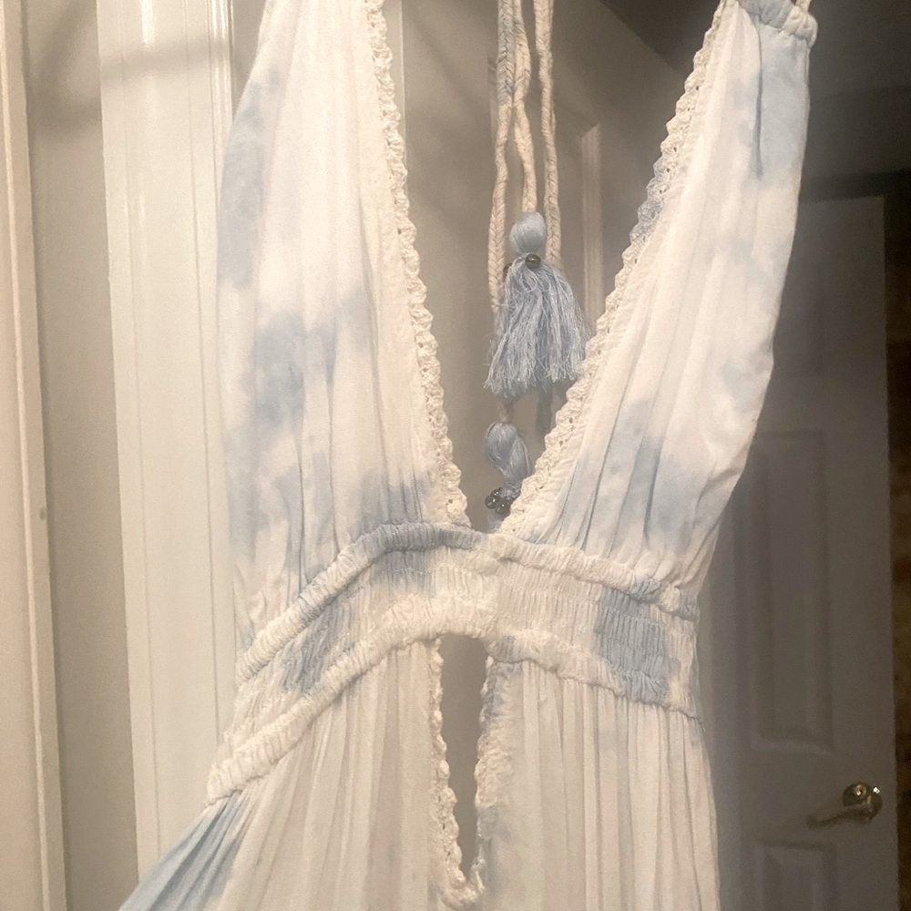 AQUA Dress (blue and white, maxi)